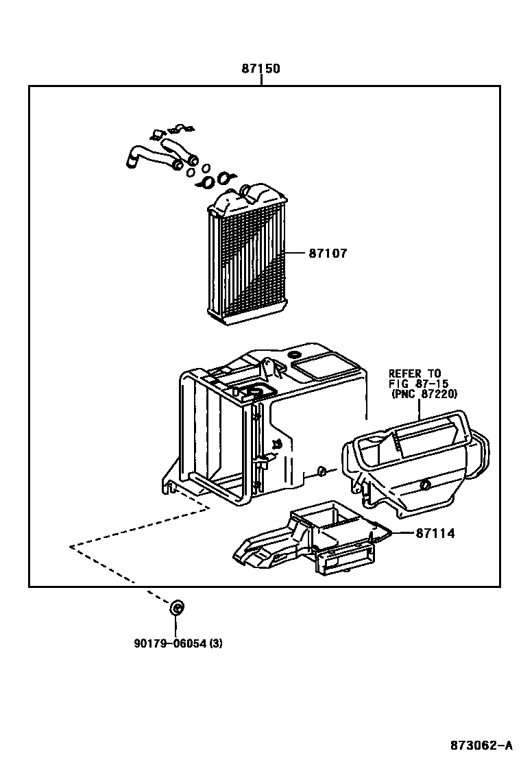 Toyota RAV4 暖风和空调系统 - 加热装置和鼓风机 EPC diagram — 873062A