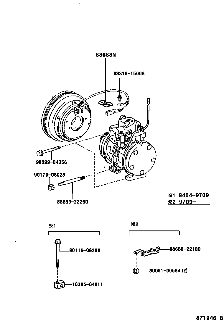 Toyota RAV4 Heating & Air Conditioning - Compressor EPC diagram — 871946B