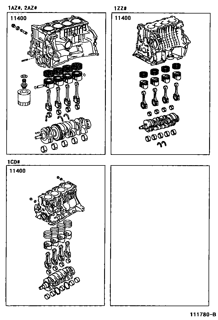 Toyota RAV4 Short Block Assembly EPC diagram — 111780B