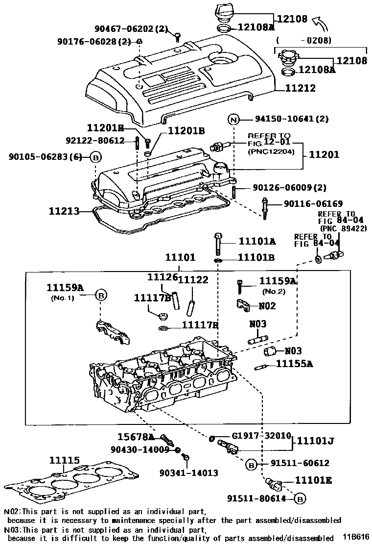 Toyota RAV4 Cylinder Head EPC diagram — 11B616