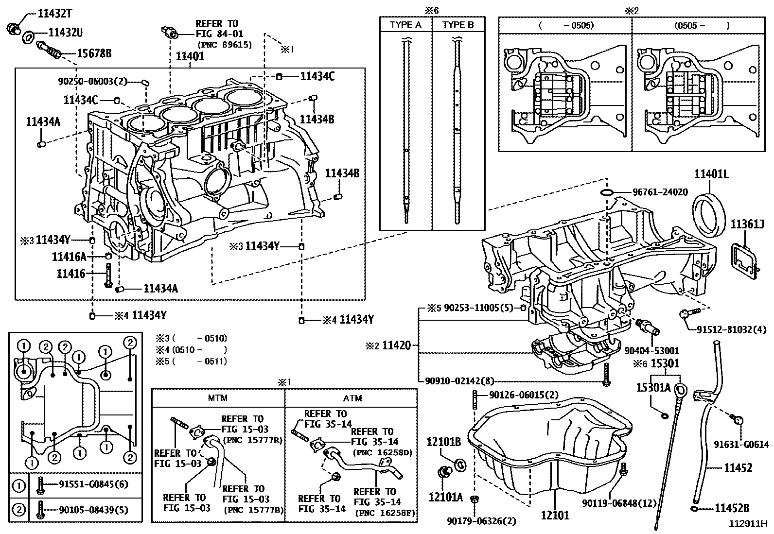 Toyota RAV4 Cylinder Block EPC diagram — 112911H