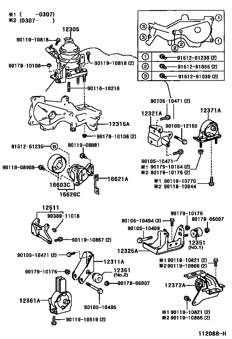 Toyota RAV4 Engine Mounting EPC diagram — 112088H