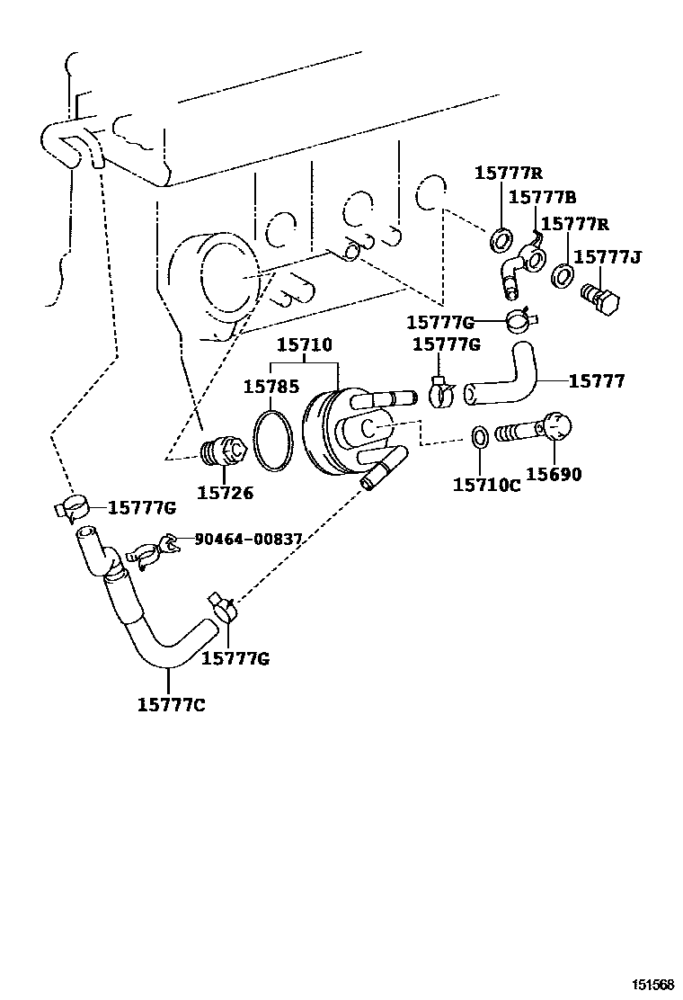 Toyota RAV4 Engine Oil Cooler EPC diagram — 151568