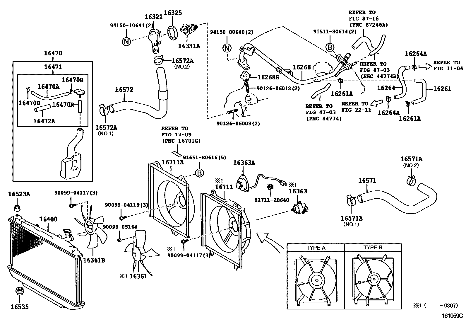 Toyota RAV4 RADIATOR & WATER OUTLET EPC diagram — 161059C