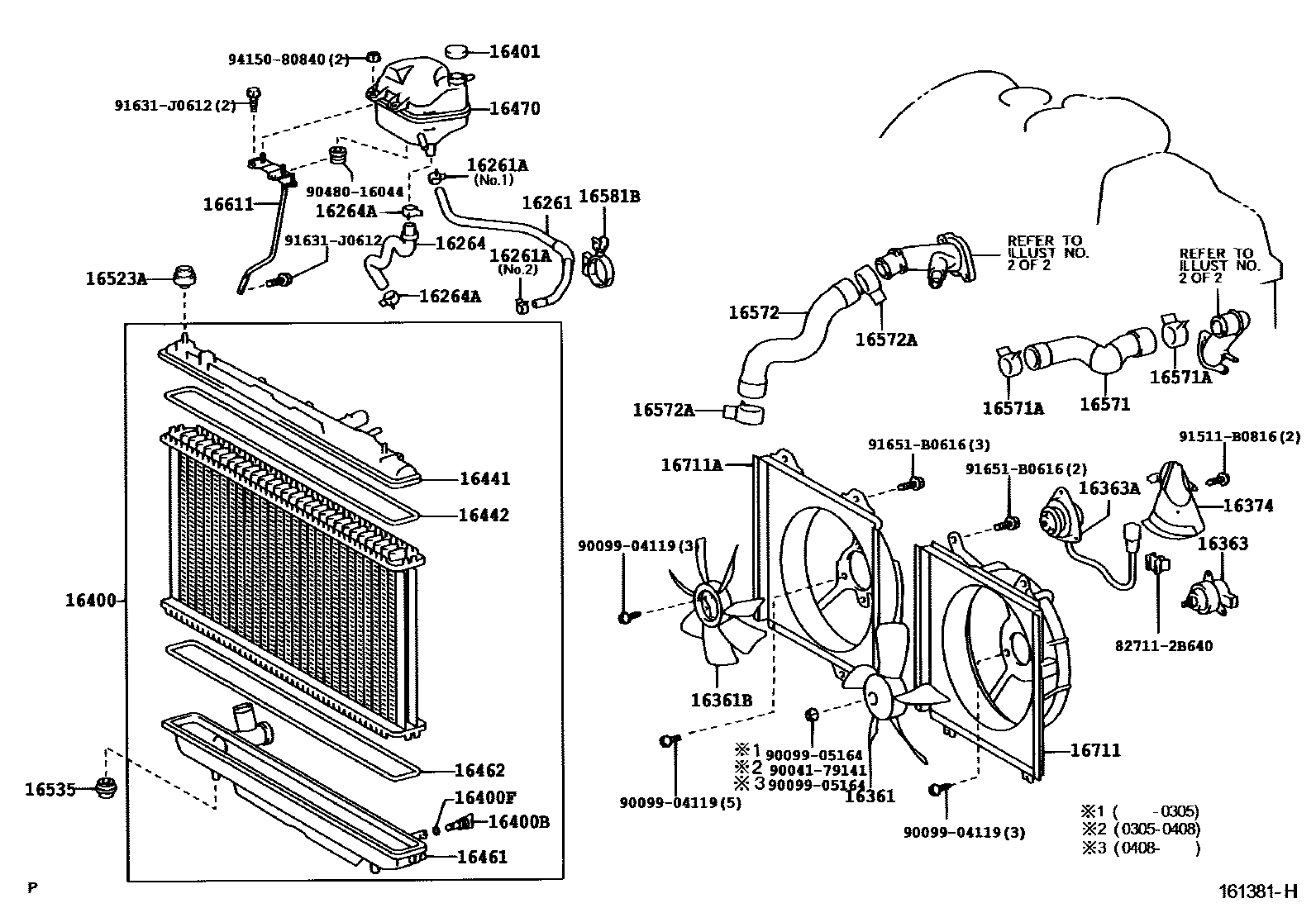 Toyota RAV4 RADIATOR & WATER OUTLET EPC diagram — 161318H