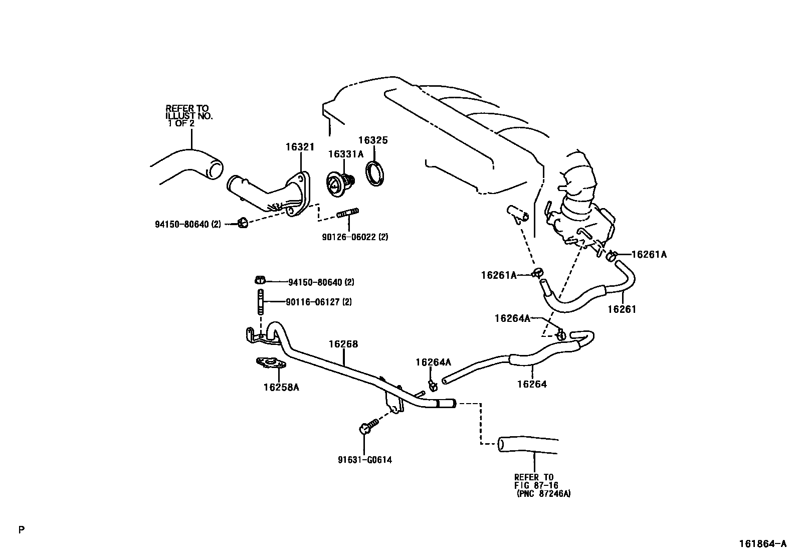 Toyota RAV4 RADIATOR & WATER OUTLET EPC diagram — 161864A