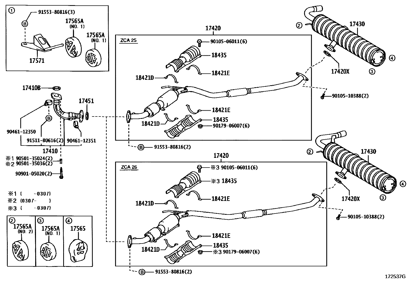 Toyota RAV4 Exhaust Pipe EPC diagram — 172537G