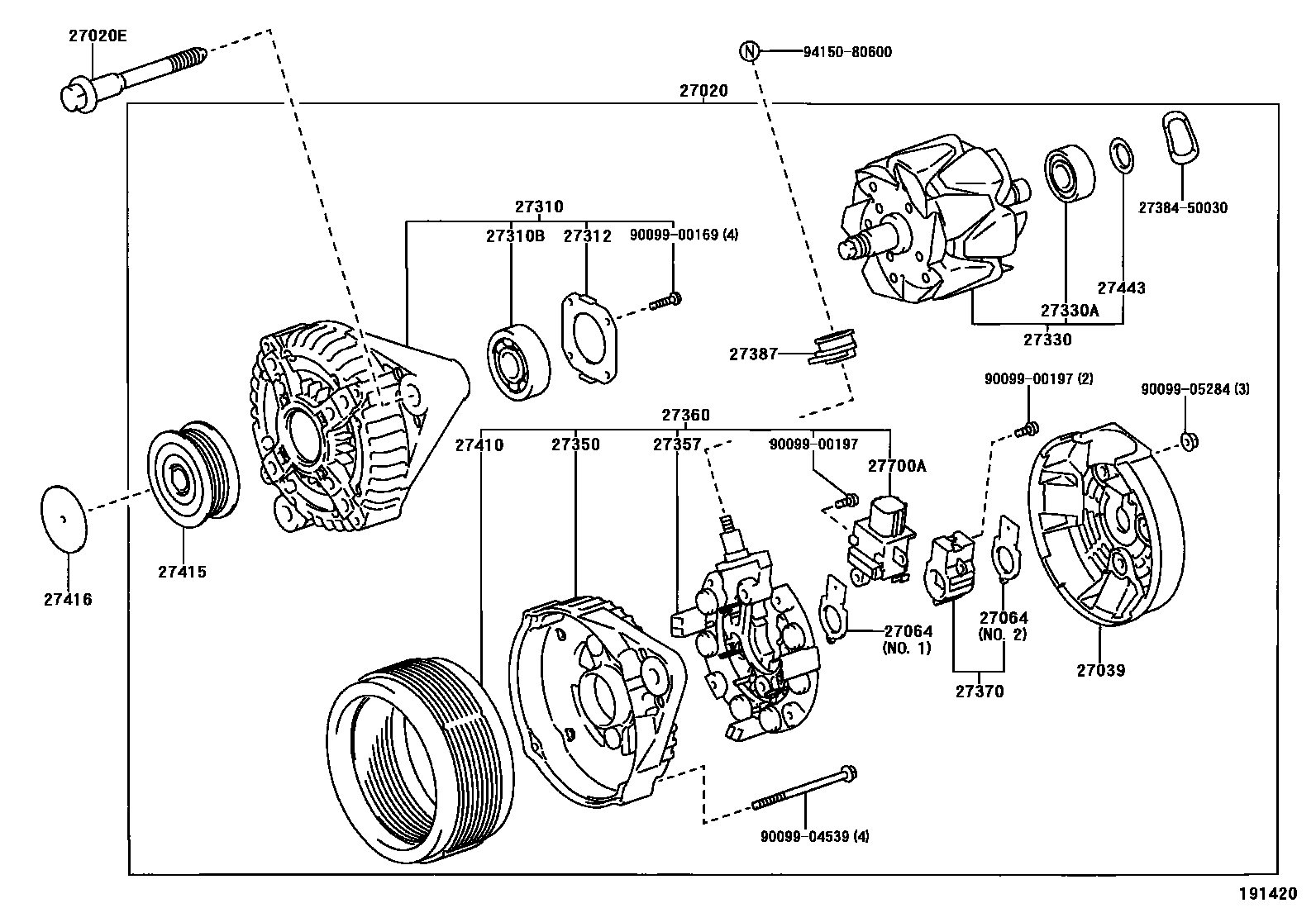 Toyota RAV4 Alternator EPC diagram — 191420