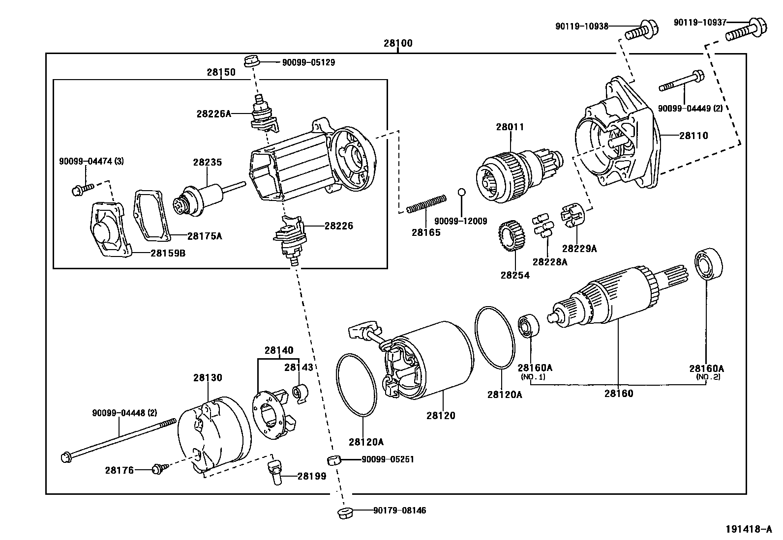 Toyota RAV4 起动机 EPC diagram — 191418A
