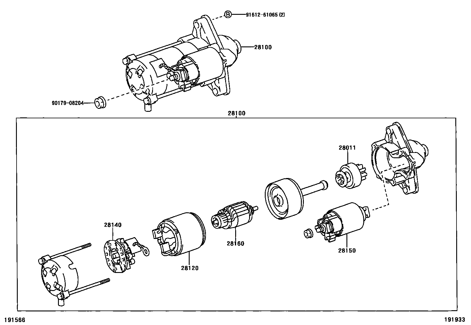 Toyota RAV4 起动机 EPC diagram — 191933