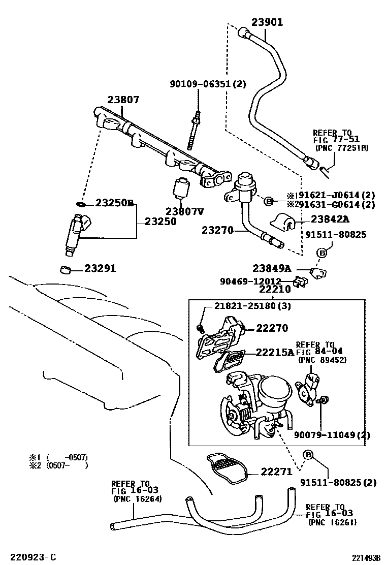Toyota RAV4 燃油喷射系统 EPC diagram — 221493B