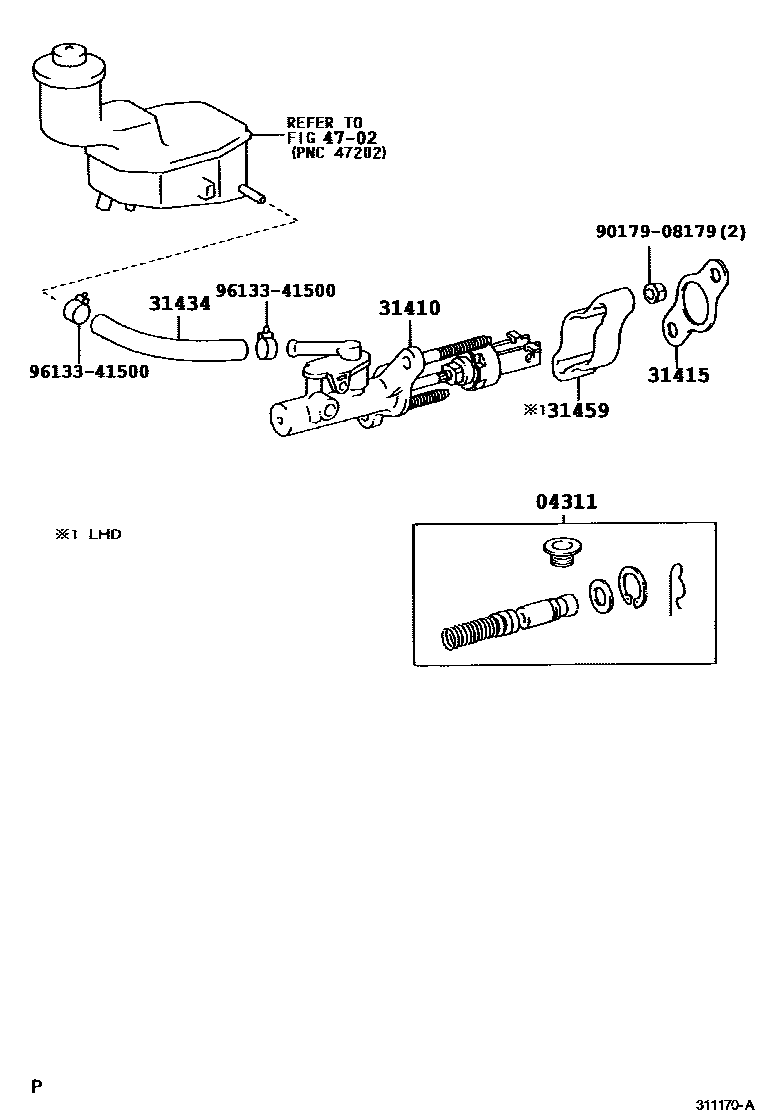 Toyota RAV4 离合器总泵 EPC diagram — 311170A