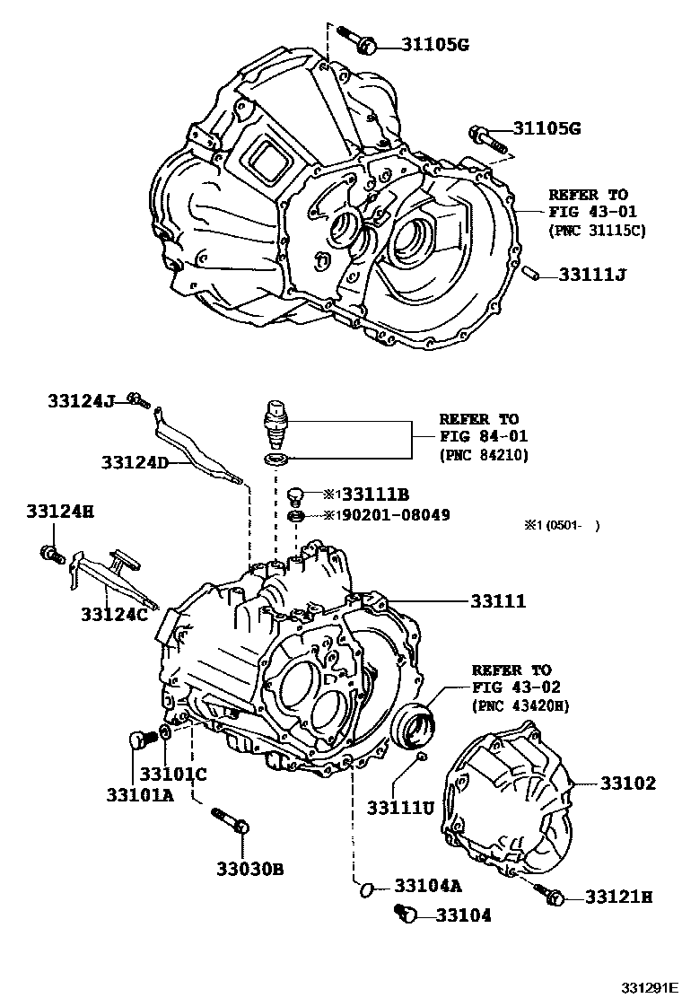Toyota RAV4 离合器壳和变速器壳(MTM) EPC diagram — 331291E