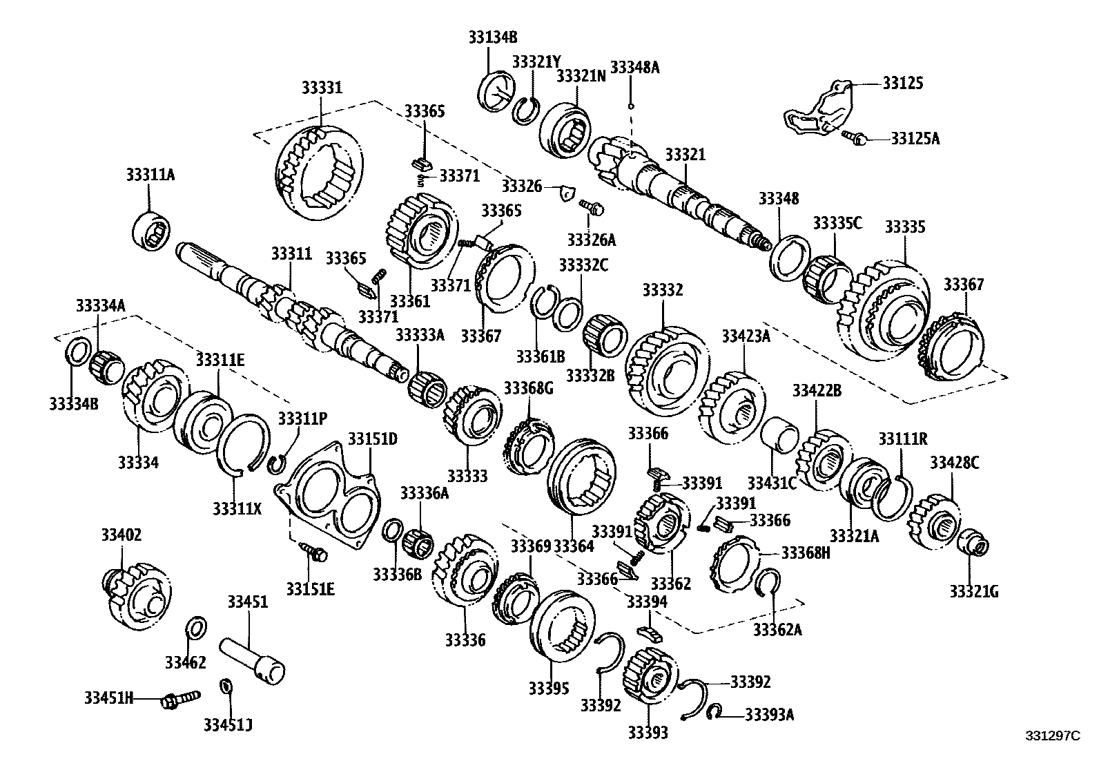 Toyota RAV4 变速器齿轮(MTM) EPC diagram — 331297C