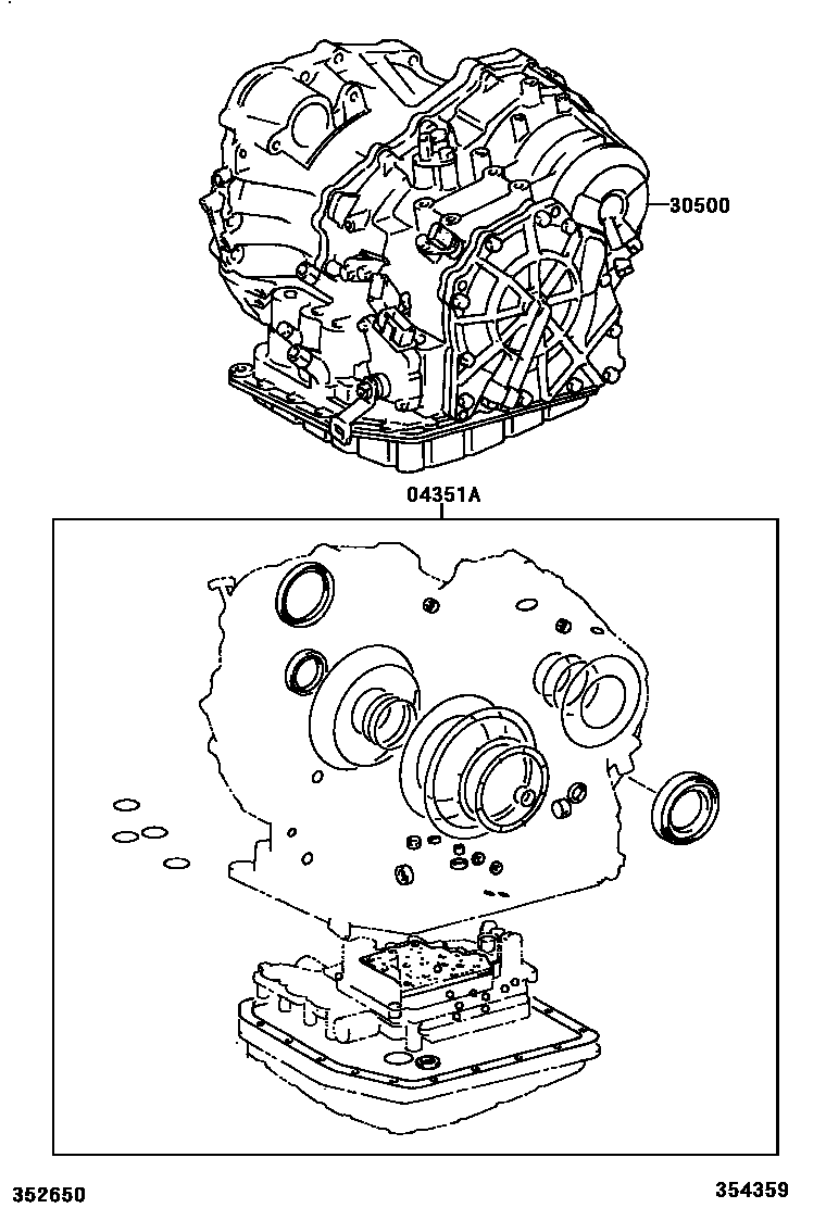 Toyota RAV4 传动桥或变速器总成和衬垫组件(ATM) EPC diagram — 354359