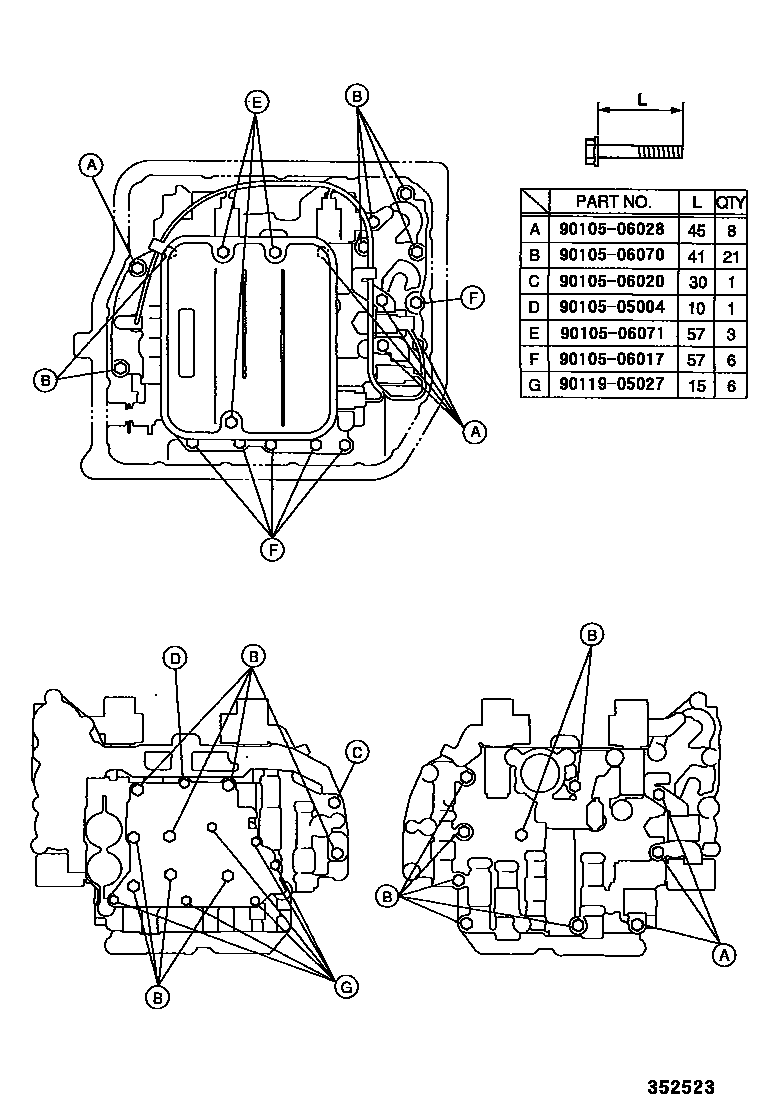 Toyota RAV4 阀体和滤油网(ATM) EPC diagram — 352523