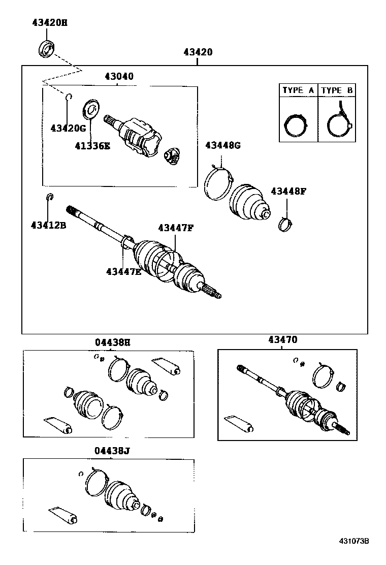 Toyota RAV4 Front Drive Shaft EPC diagram — 431073B
