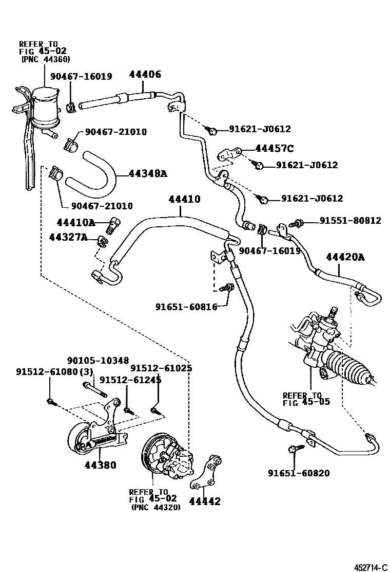Toyota RAV4 动力转向配管 EPC diagram — 452714C