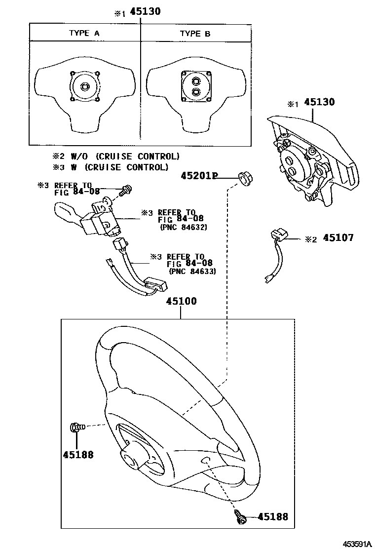 Toyota RAV4 Steering Wheel EPC diagram — 453591A