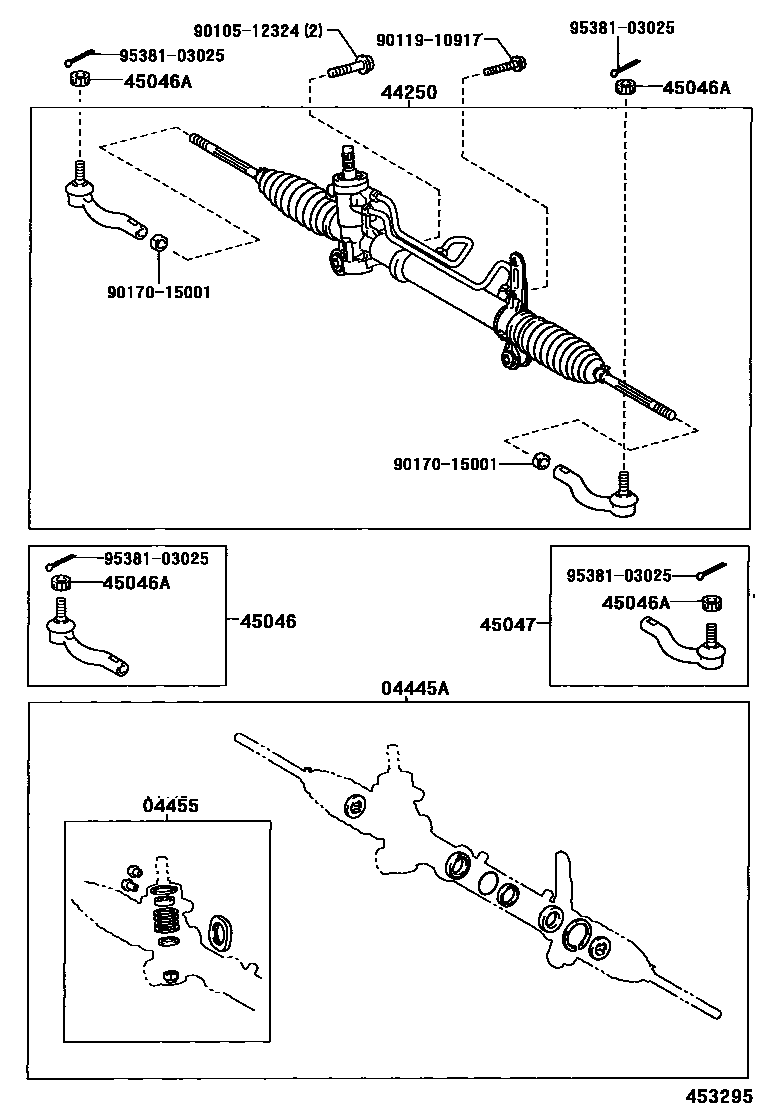 Toyota RAV4 前转向齿轮和连杆 EPC diagram — 453295