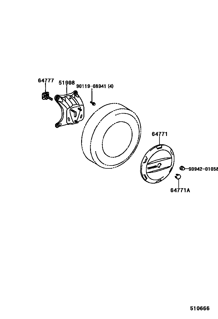 Toyota RAV4 Spare tire rack EPC diagram — 510666