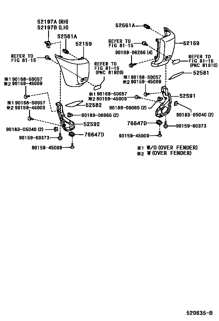 Toyota RAV4 后保险杠及附件 EPC diagram — 520635B