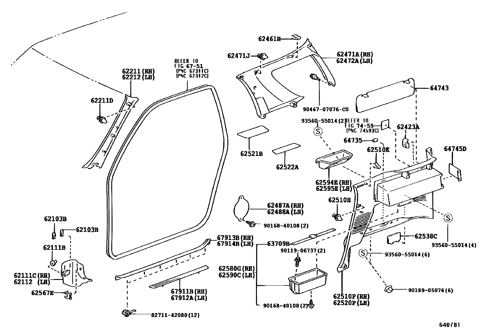Toyota RAV4 车内装饰板 EPC diagram — 640781E