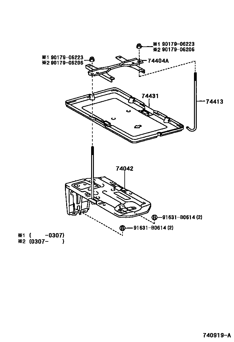 Toyota RAV4 battery holder EPC diagram — 740919A