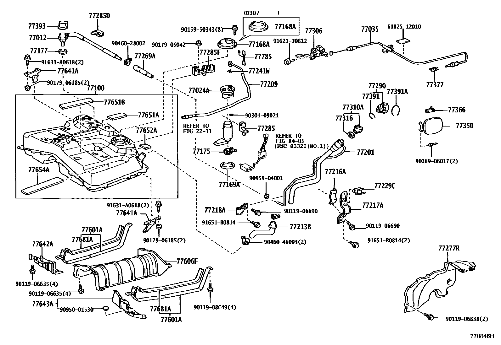 Toyota RAV4 燃油箱和燃油管 EPC diagram — 770846H