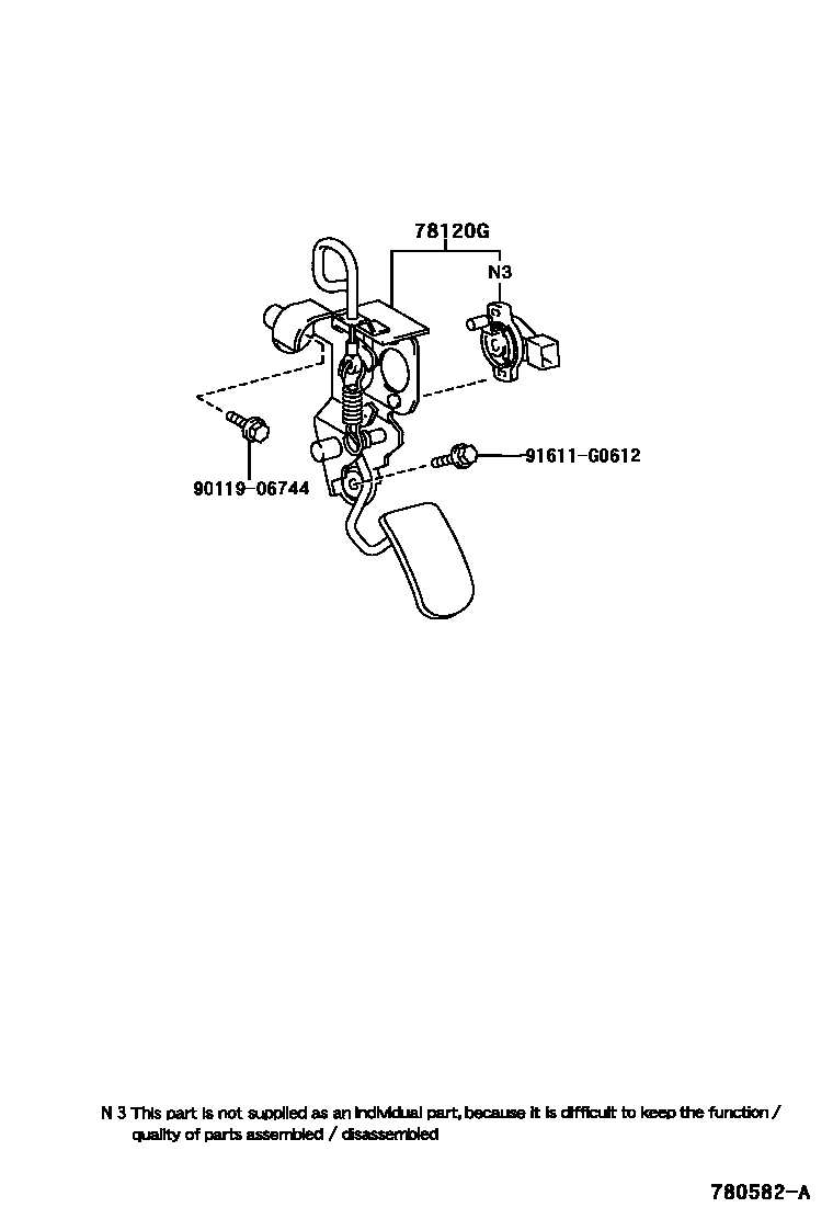 Toyota RAV4 accelerator pedal connecting rod EPC diagram — 780582A