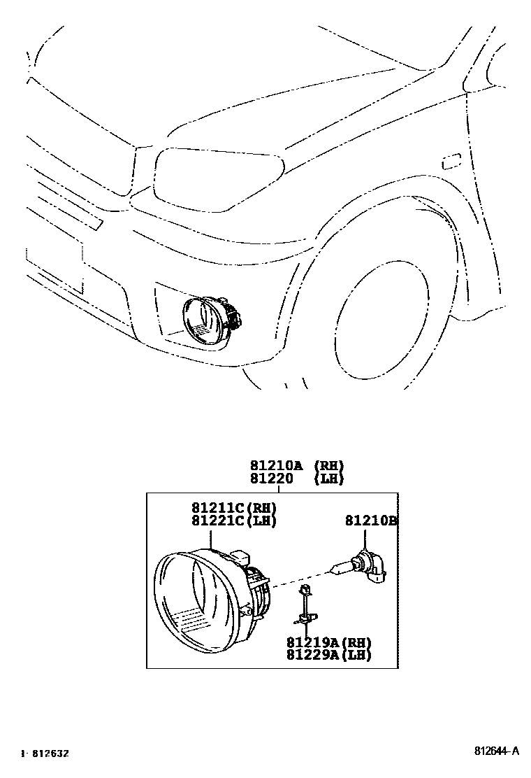 Toyota RAV4 Fog Lamp EPC diagram — 812644A