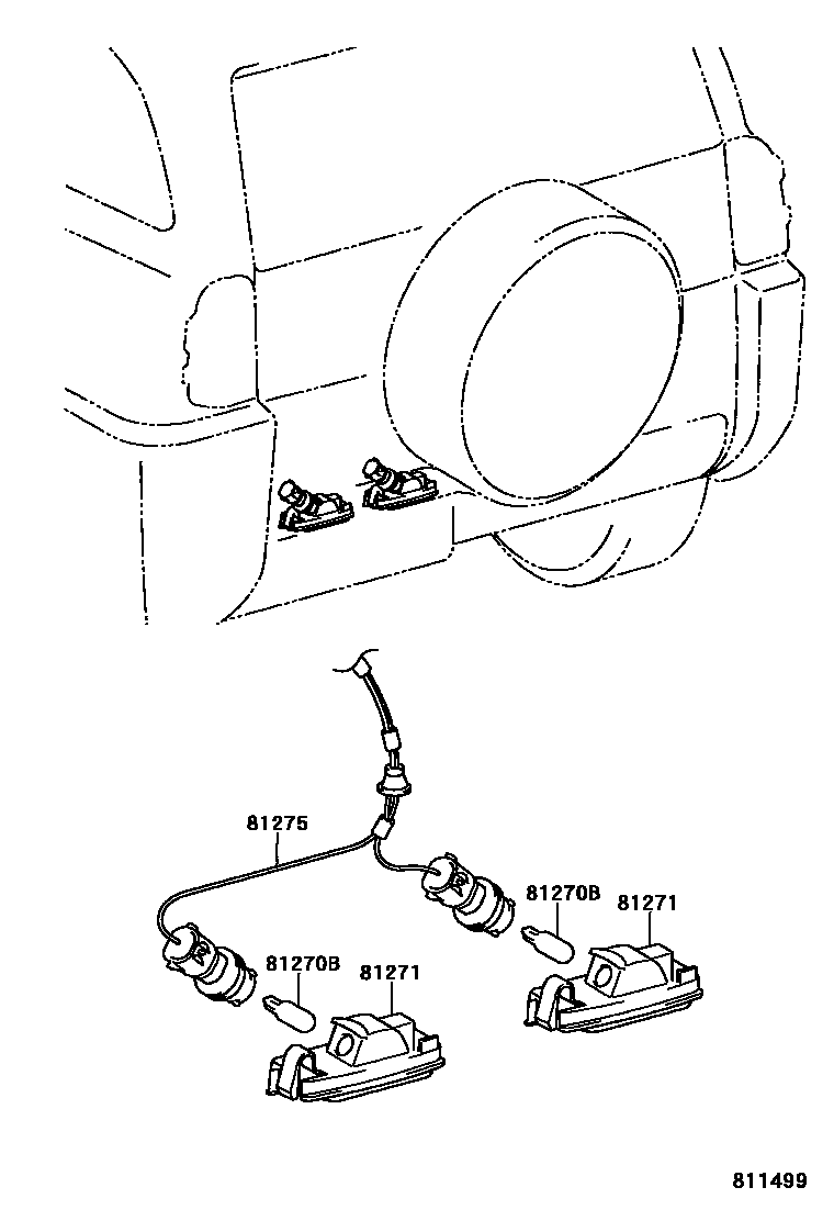 Toyota RAV4 后牌照灯 EPC diagram — 811499