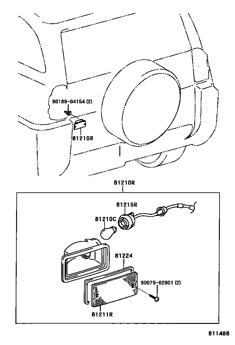 Toyota RAV4 后雾灯 EPC diagram — 811488