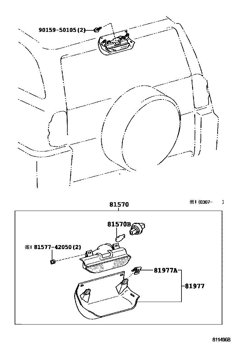 Toyota RAV4 高位刹车灯 EPC diagram — 811496B