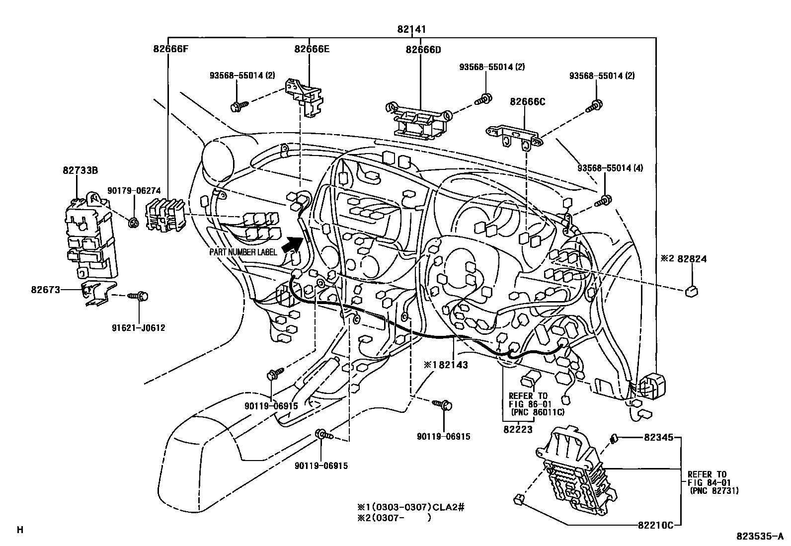 Toyota RAV4 线束和卡夹 EPC diagram — 823535A