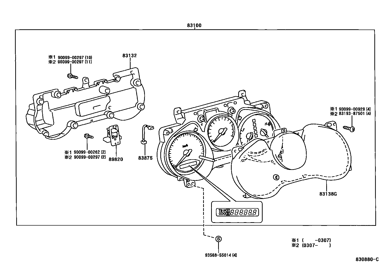 Toyota RAV4 仪表 EPC diagram — 830880C