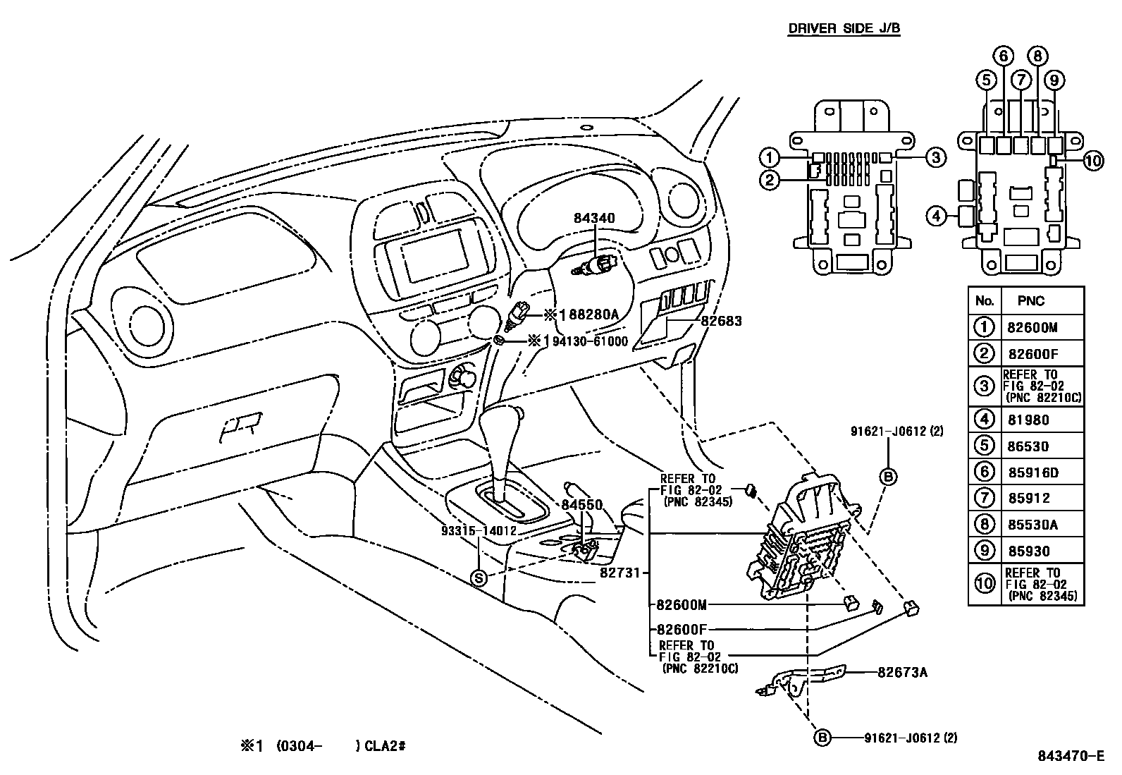 Toyota RAV4 开关和继电器和ECU EPC diagram — 843470E