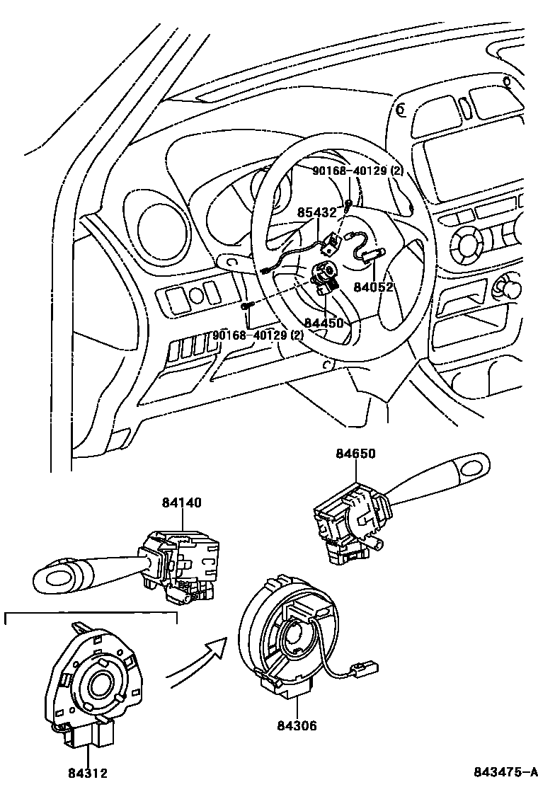 Toyota RAV4 开关和继电器和ECU EPC diagram — 843475A