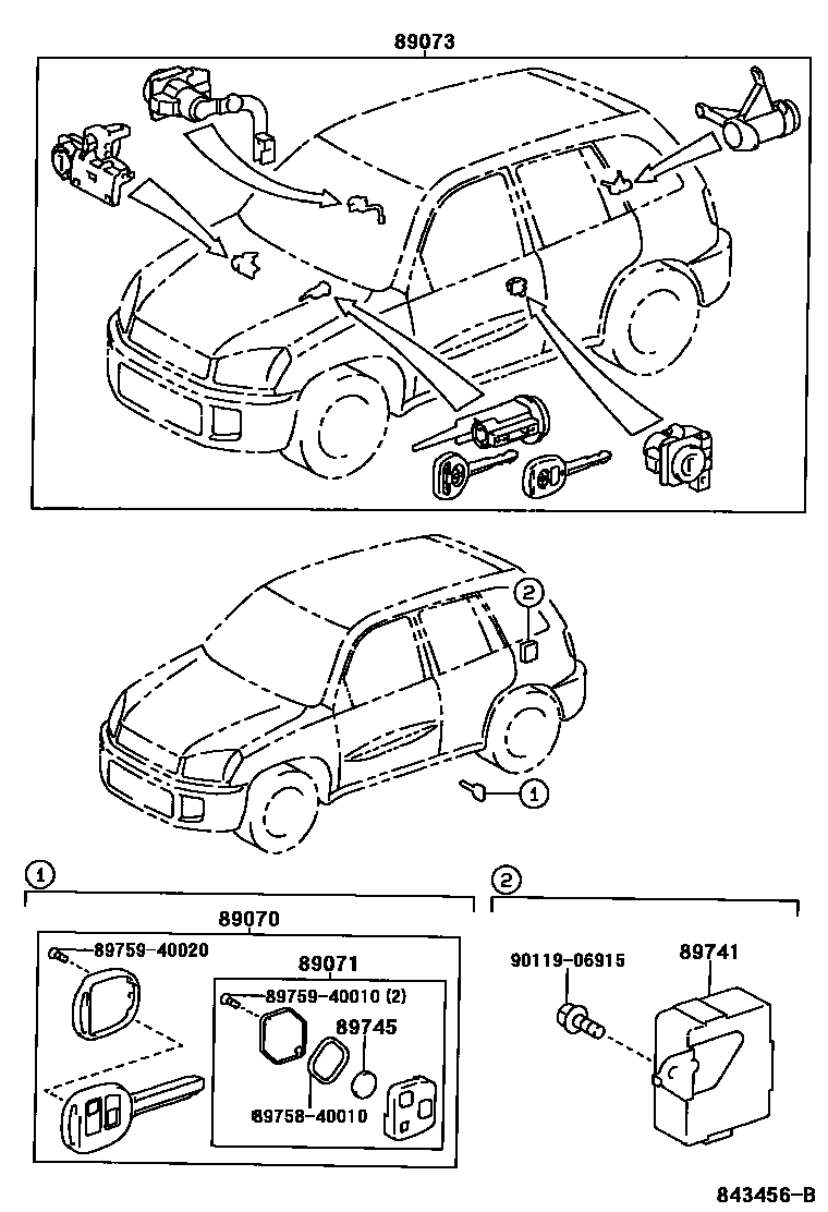 Toyota RAV4 遥控门锁 EPC diagram — 843456B