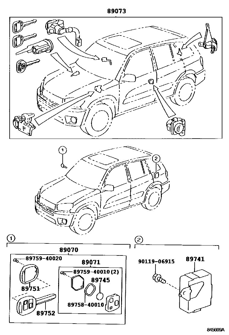 Toyota RAV4 遥控门锁 EPC diagram — 845699A