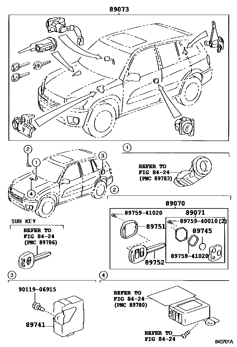 Toyota RAV4 遥控门锁 EPC diagram — 845701A