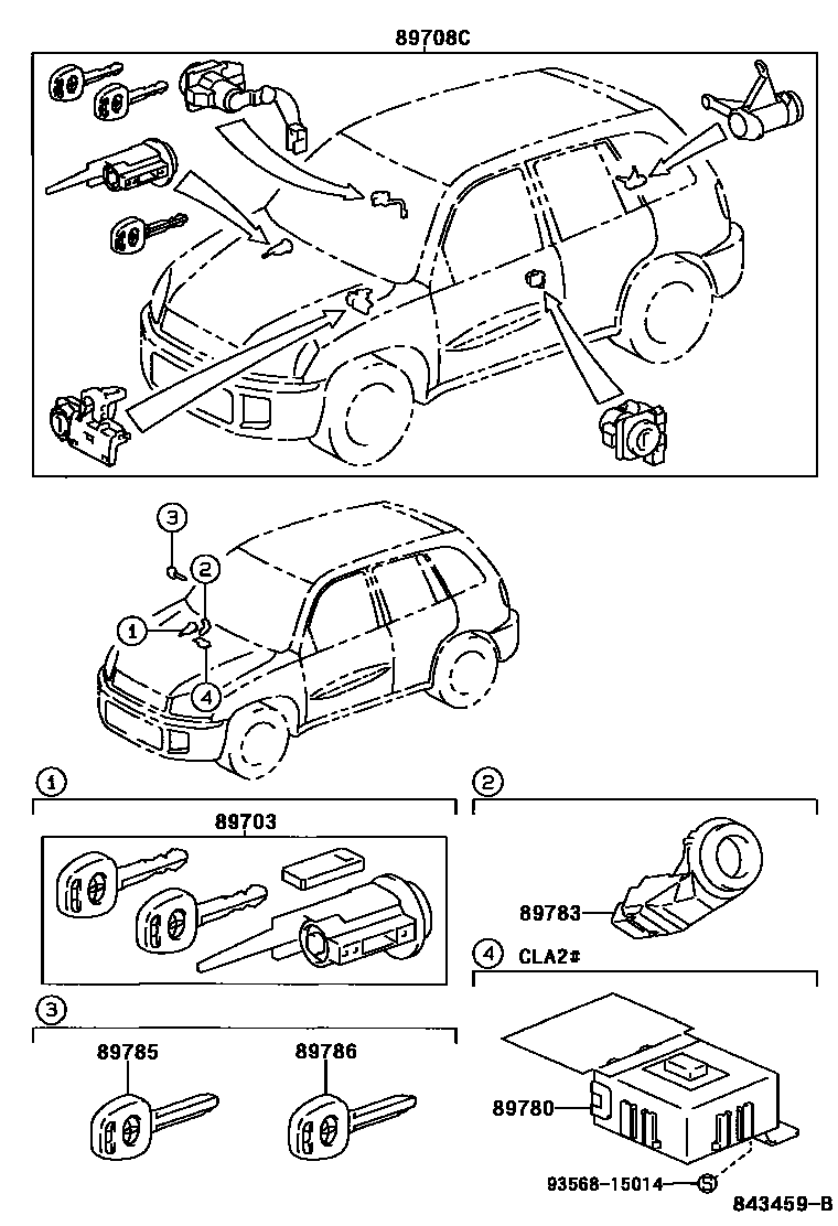 Toyota RAV4 防盗装置 EPC diagram — 843459B