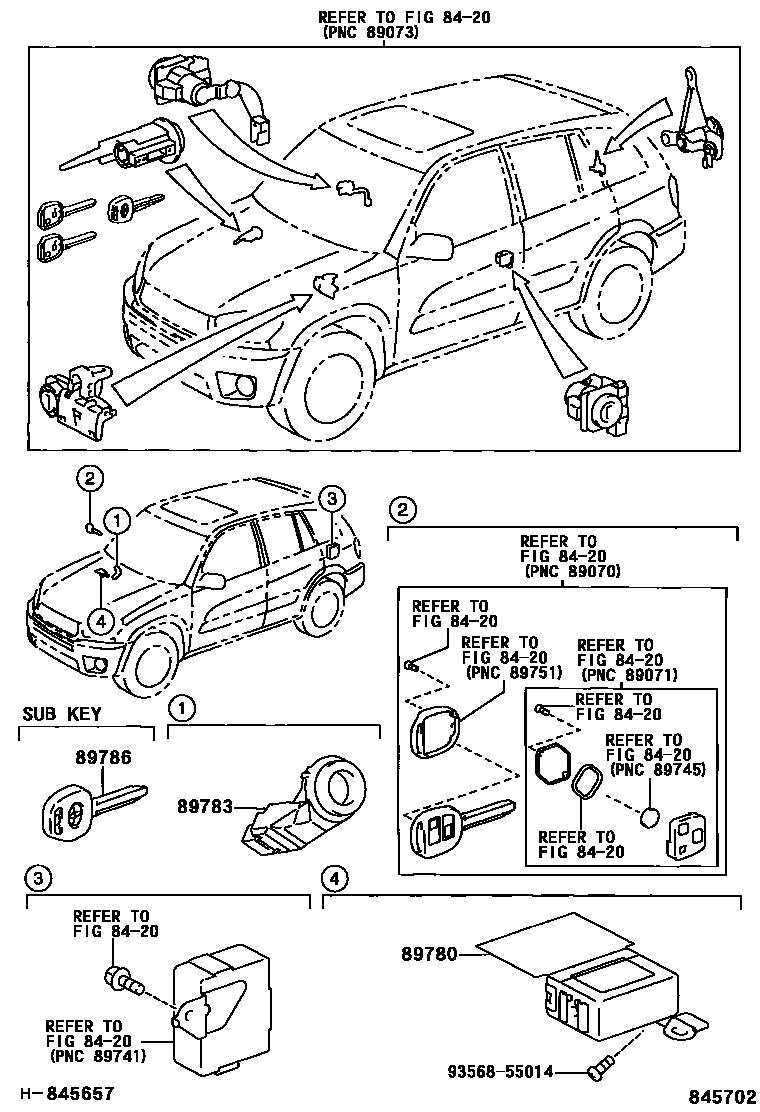 Toyota RAV4 防盗装置 EPC diagram — 845702