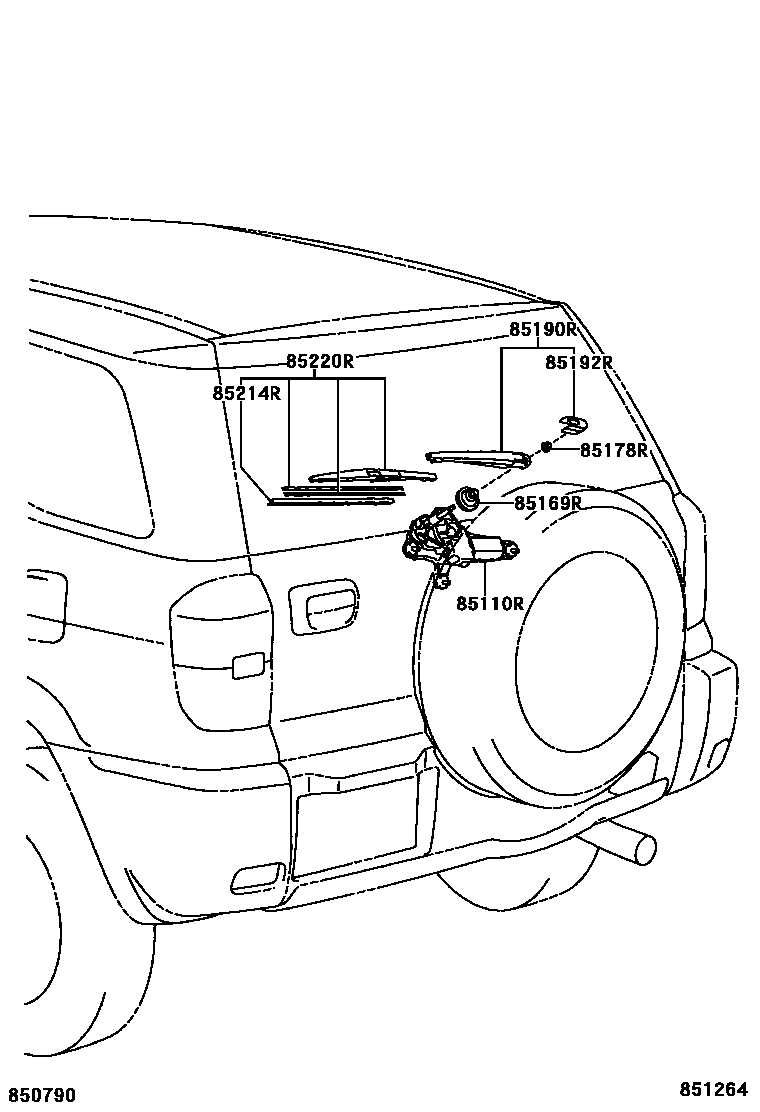 Toyota RAV4 后刮水器 EPC diagram — 851264
