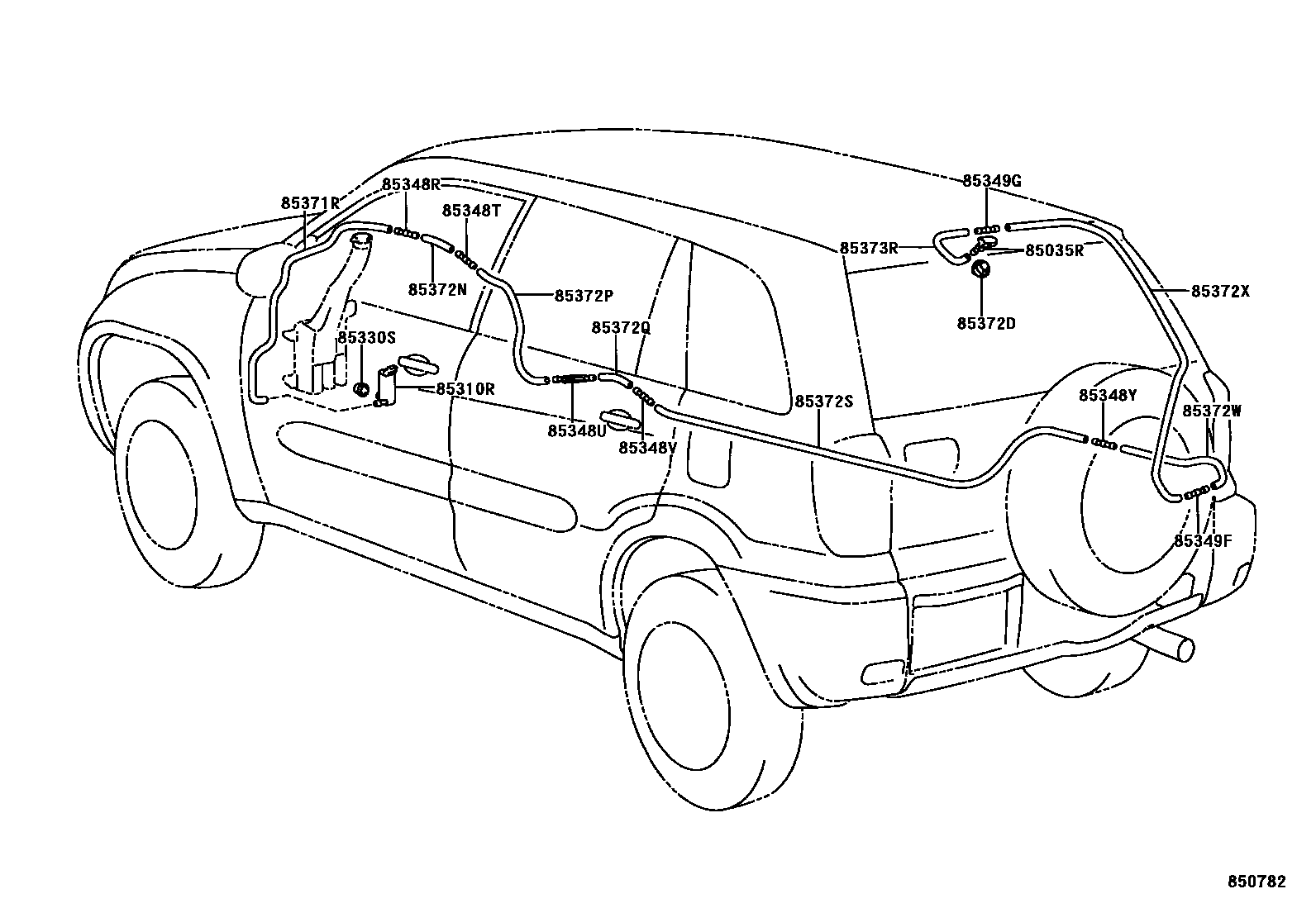 Toyota RAV4 后清洗器 EPC diagram — 850782