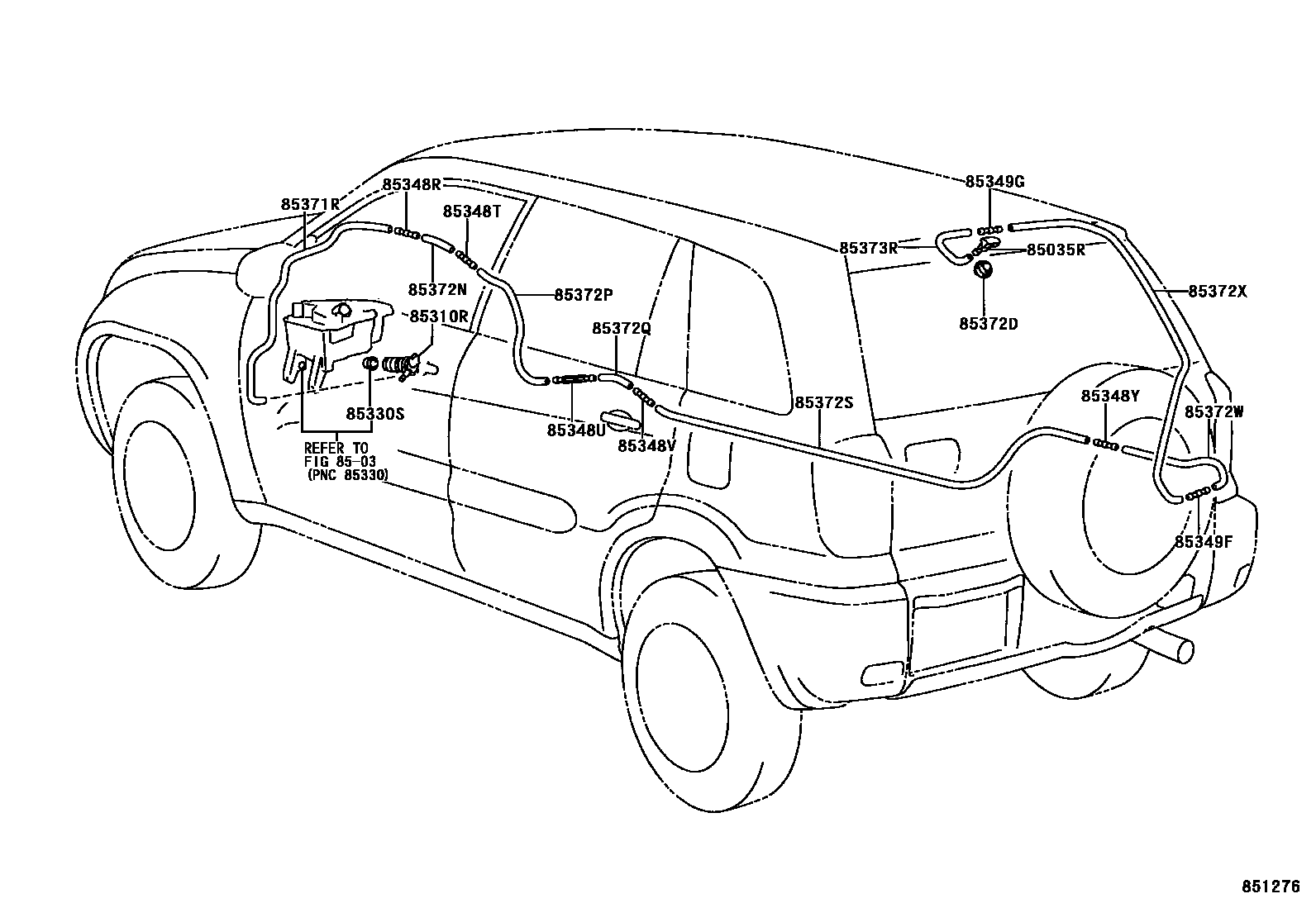 Toyota RAV4 后清洗器 EPC diagram — 851276