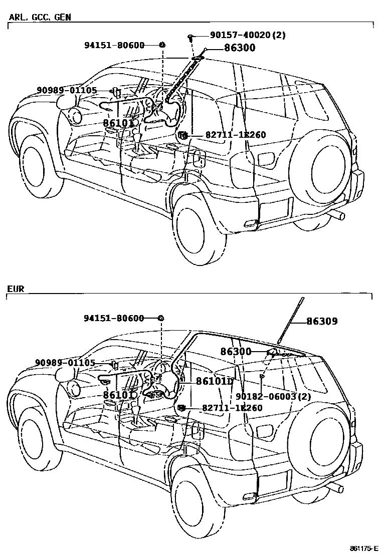 Toyota RAV4 antenna EPC diagram — 861175E