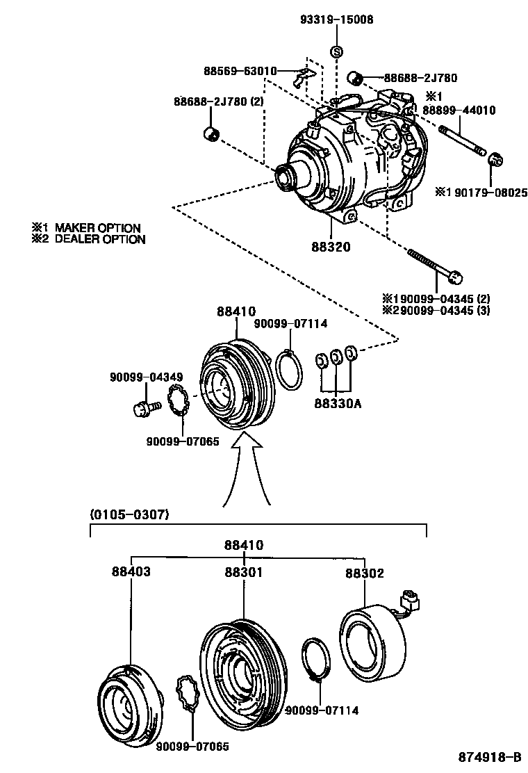 Toyota RAV4 Heating & Air Conditioning - Compressor EPC diagram — 874918B