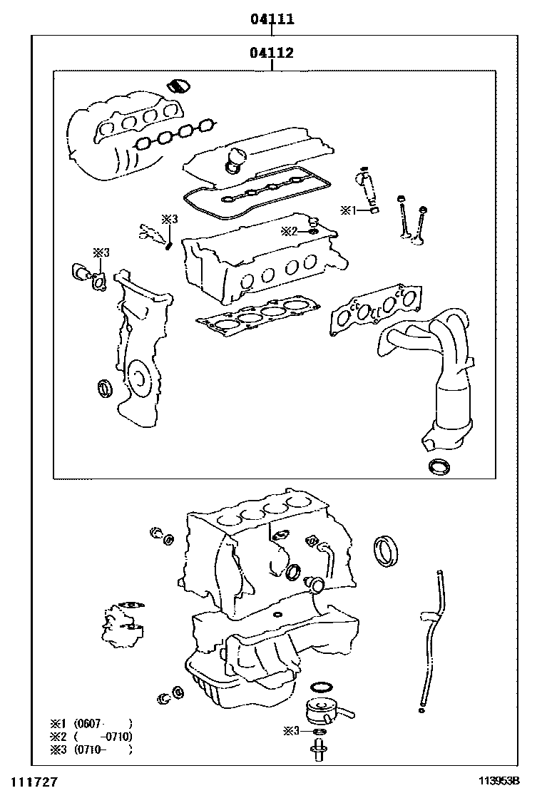 Toyota RAV4 Engine Overhaul Gasket Kit EPC diagram — 113953B