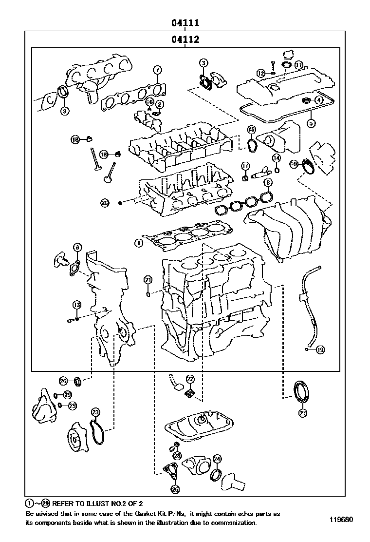 Toyota RAV4 Engine Overhaul Gasket Kit EPC diagram — 119680